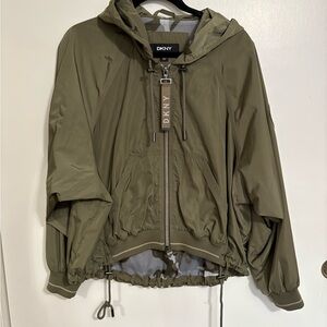 DKNY Olive Hooded Windbreaker